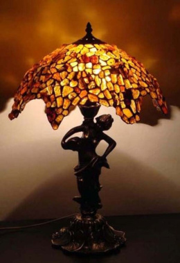 Bursztynowa lampa Tiffany - Goldregen 40