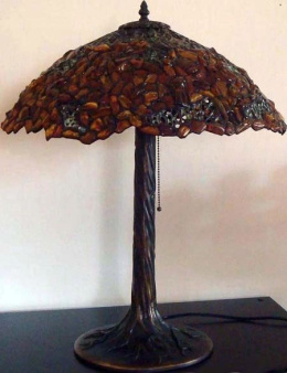 Bursztynowa lampa Tiffany z ażurem - 48