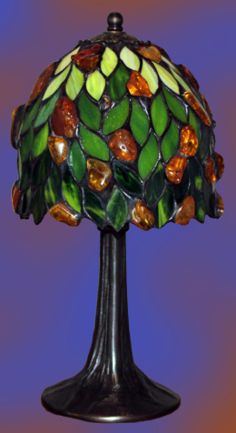 Lampa witrażowa Tiffany z bursztynem - Łezki 16