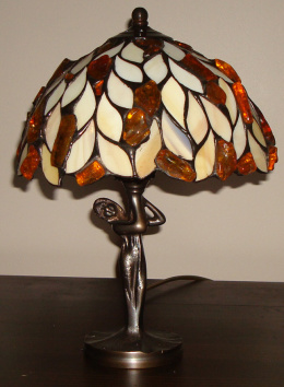 Lampa witrażowa Tiffany z bursztynem - Łezki 20