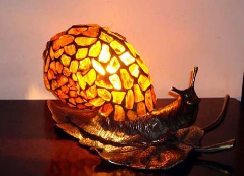 Bursztynowa lampa Ślimak