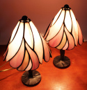 Komplet dwóch lampek witrażowych Tiffany Płatki Postawy LaMona