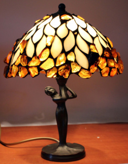 Lampa witrażowa Tiffany z bursztynem - Łezki 20 bursztynowy rant