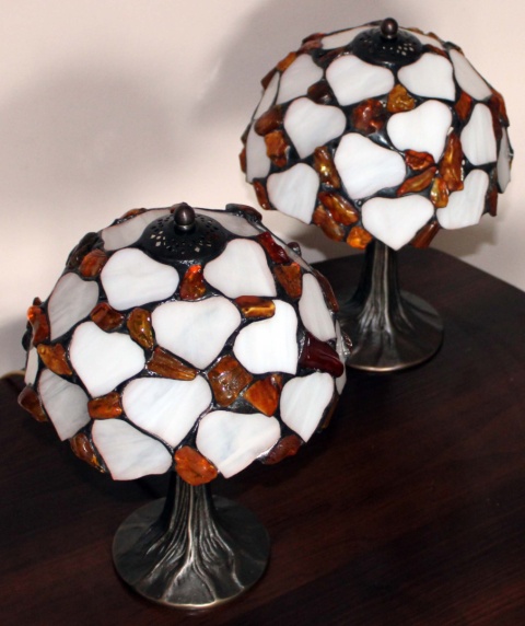 Lampa witrażowa Tiffany z bursztynem - Liście 20 - 2 szt