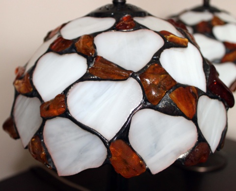 Lampa witrażowa Tiffany z bursztynem - Liście 20 - 2 szt