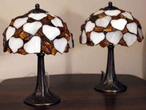 Lampa witrażowa Tiffany z bursztynem - Liście 20 - 2 szt