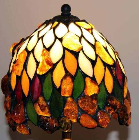 Lampa witrażowa Tiffany z bursztynem - Willow 17