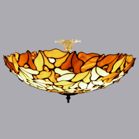 Wisząca lampa Tiffany Listki z bursztynem 50 Wisząca lampa Tiffany Listki z bursztynem 50