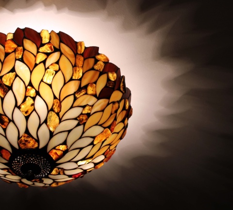 Wisząca lampa plafon łezki z bursztynem 40