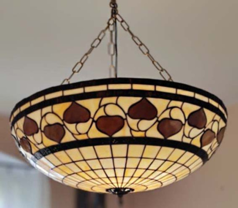 Wisząca lampa witrażowa Tiffany model Acorn T1435