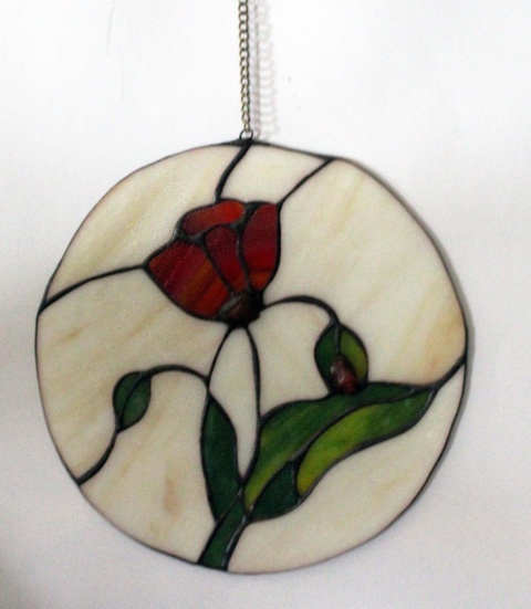 Witraż Mak z bursztynem