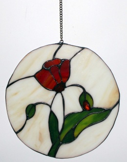 Witraż Mak z bursztynem