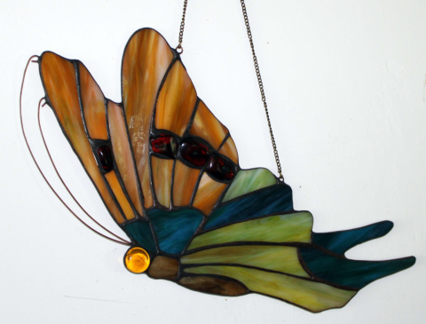 Witraż Motyl z bursztynem Witraż Motyl z bursztynem
