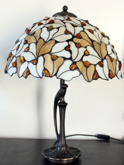 Lampa Tiffany Listki z bursztynem 40