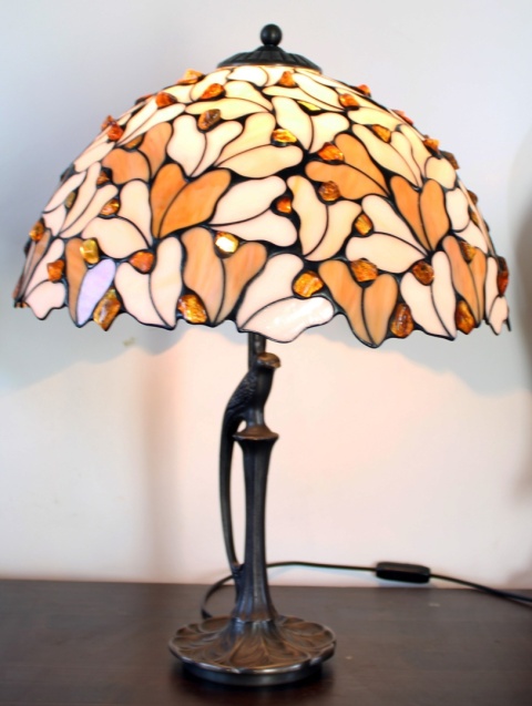 Lampa Tiffany Listki z bursztynem 40